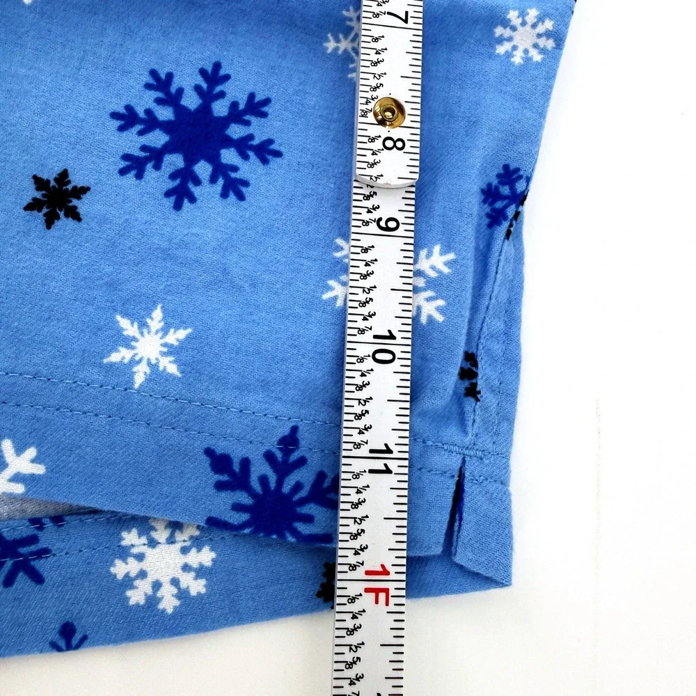J Crew Flannel Lounge Shorts Womens‎ Large Blue Snowflake Pajama Sleepwear NWT